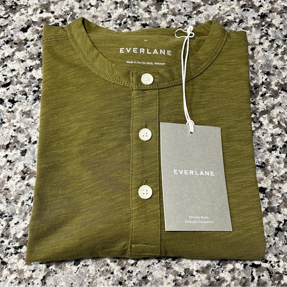 Everlane Shirt XS Cotton Slub Henley Tee Green - Picture 3 of 7